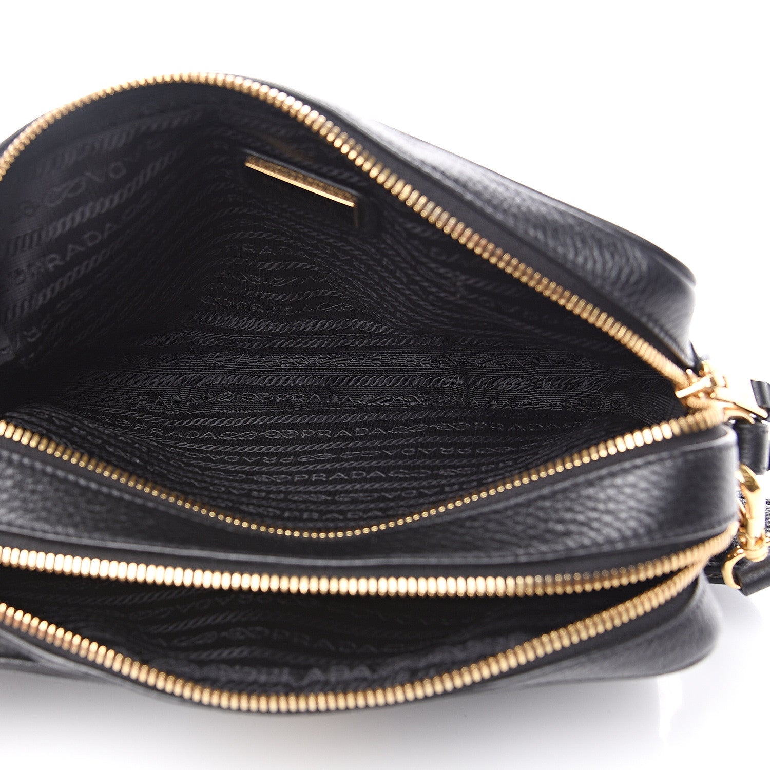 Prada Vitello Daino Medium Double Zip Shoulder Bag Black 4 of 10