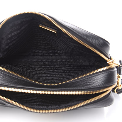 Prada Vitello Daino Medium Double Zip Shoulder Bag Black 4 of 10