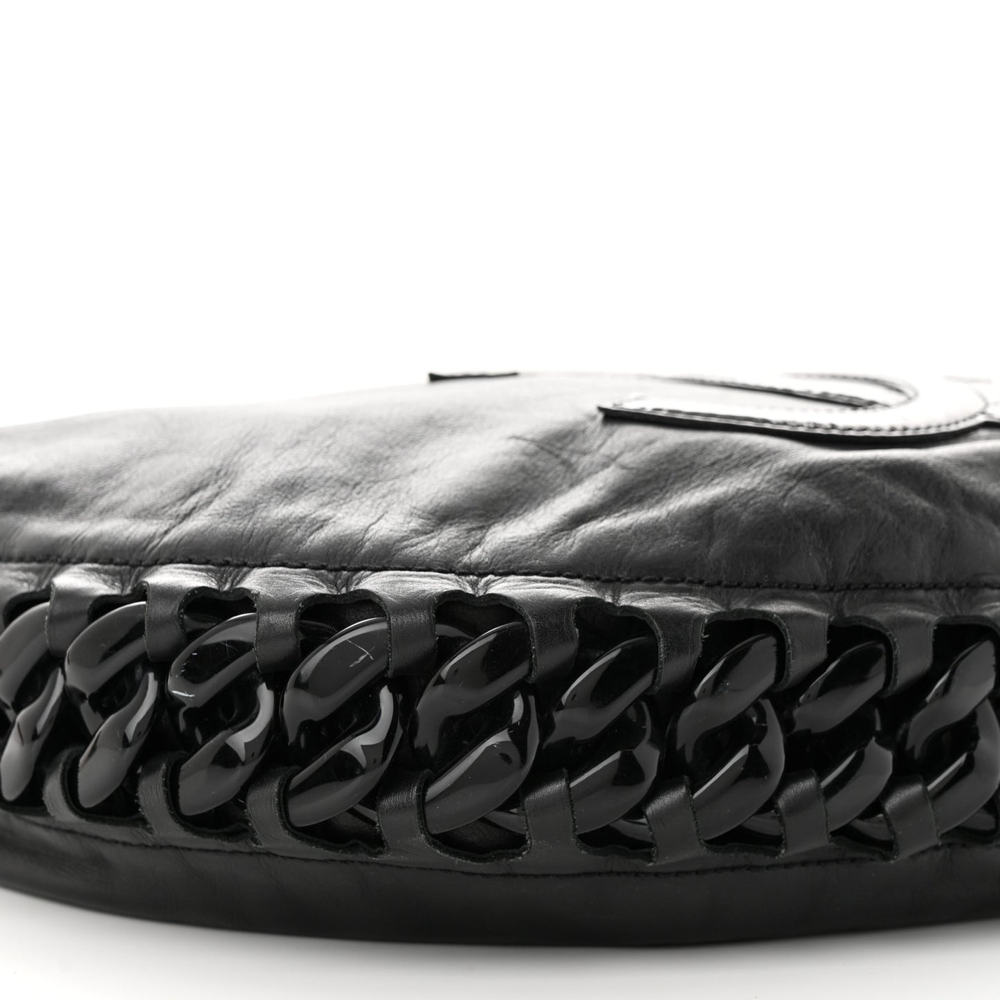 Calfskin Modern Chain Rhodoid Hobo Black