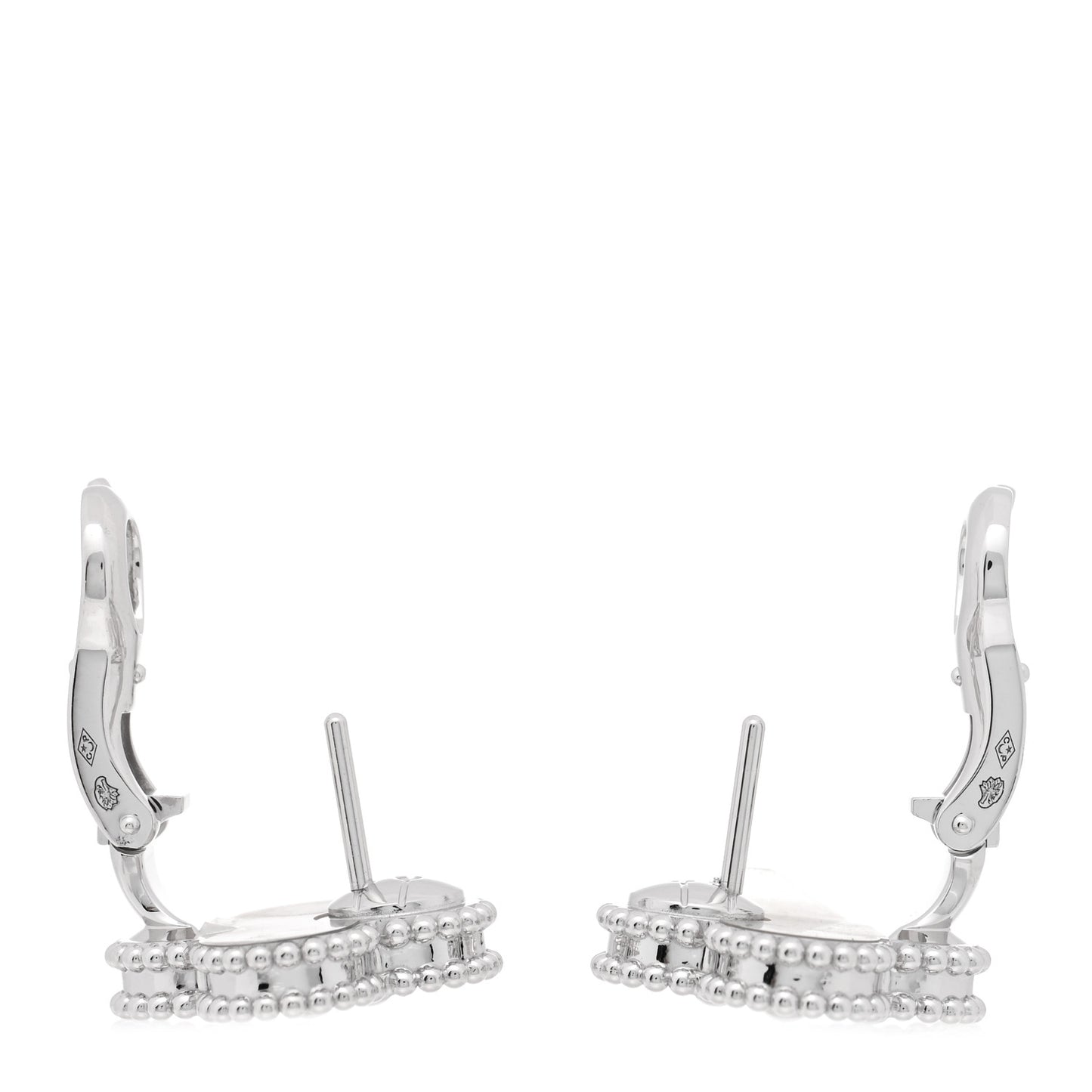 18K White Gold Guilloche Vintage Alhambra Earrings