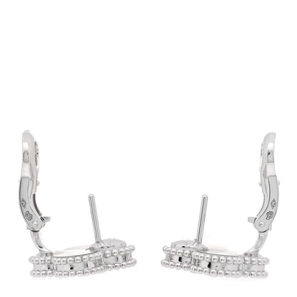 Van Cleef & Arpels 18K White Gold Guilloche Vintage Alhambra Earrings 3 of 5