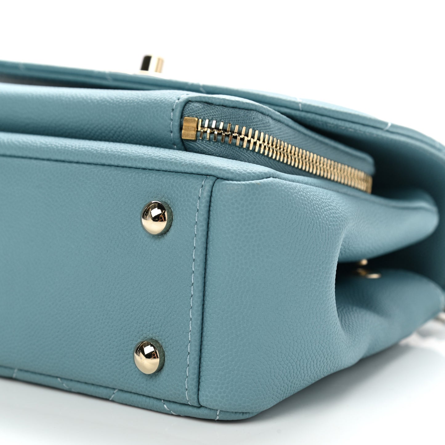 Caviar Quilted Small Business Affinity Flap Light Blue