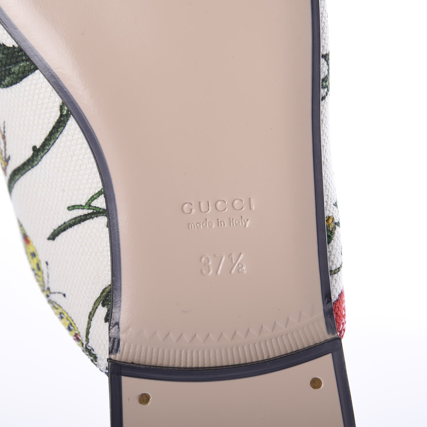 Gucci Canvas Flora Womens Princetown Slippers 37.5 White Multicolor 6 of 7