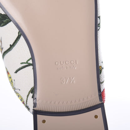 Gucci Canvas Flora Womens Princetown Slippers 37.5 White Multicolor 6 of 7