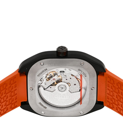 Hermes DLC Coated Titanium Rubber 39mm H08 Automatic Watch Orange 4 of 5