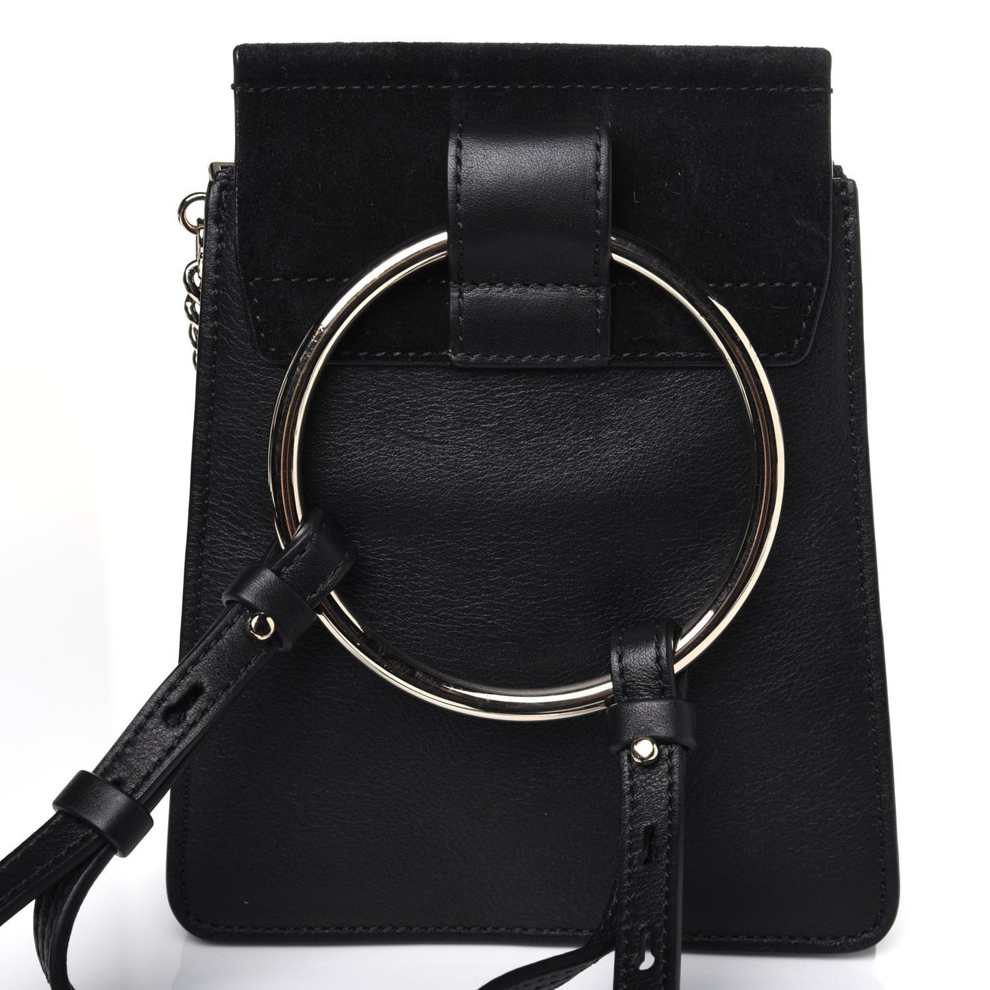 Suede Calfskin Mini Faye Bracelet Bag Black