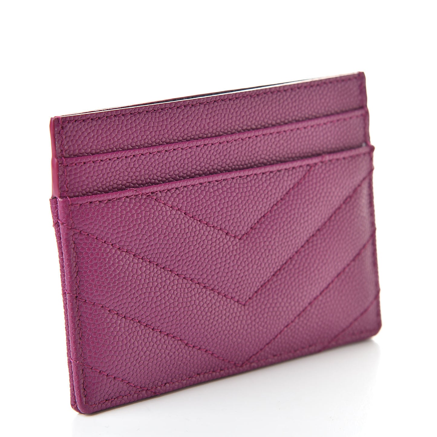 Grain De Poudre Matelasse Chevron Monogram Credit Card Case Dark Grape