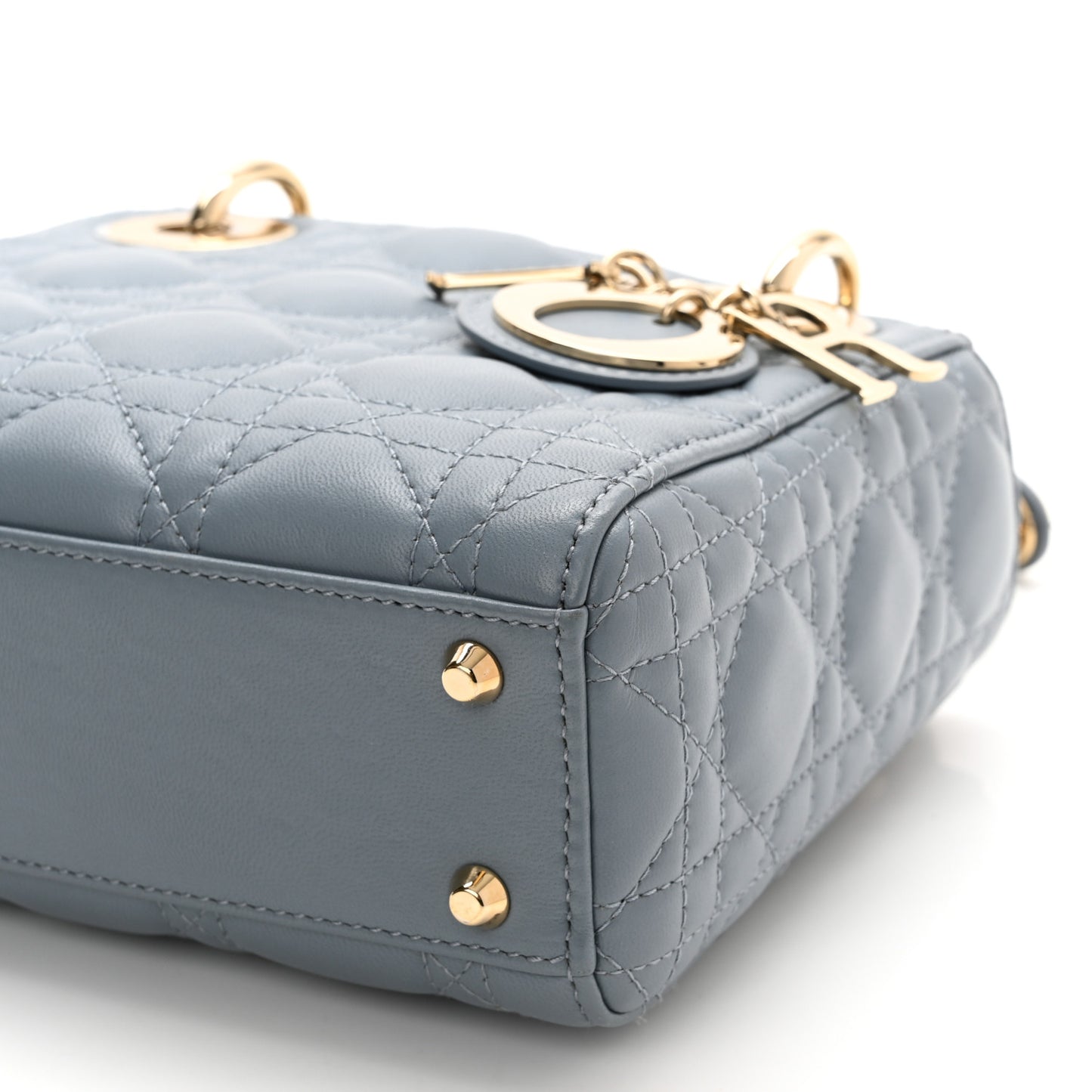 Lambskin Cannage Mini Lady Dior Cloud Blue