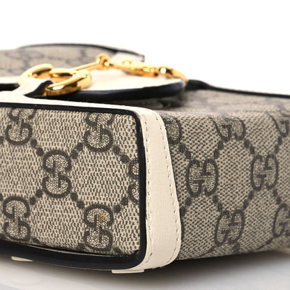 Gucci GG Supreme Monogram Azalea Calfskin Mini Horsebit 1955 Crossbody Bag Beige Ebony Mystic White 9 of 15