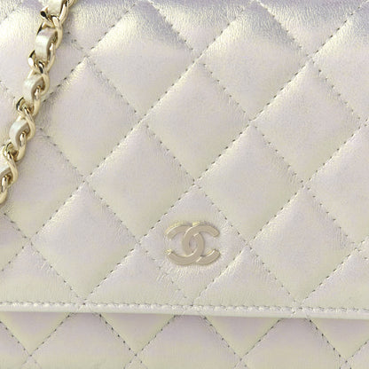 Chanel Iridescent Lambskin Quilted Wallet On Chain WOC Ivory 11 of 12