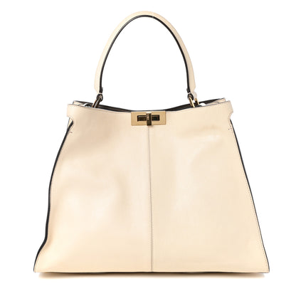 Fendi Agnello Old Shine Shearling Pequin Large Peekaboo X-Lite Camelia Tobacco Black 1 of 11