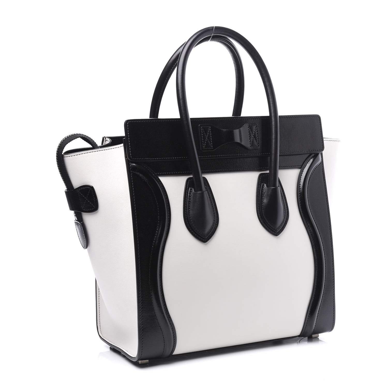 Celine Sleek Calfskin Micro Bi-Color Luggage Black White 2 of 8