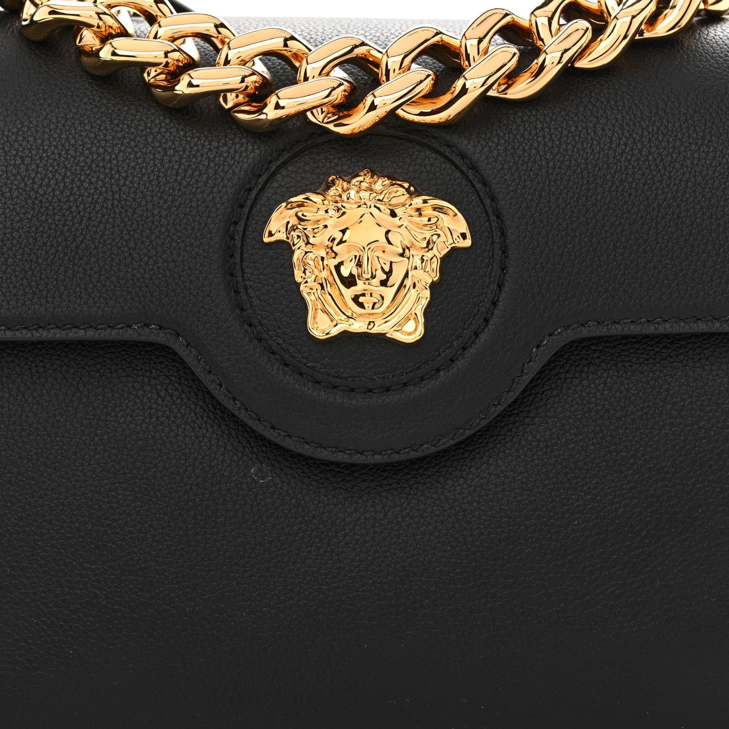 Versace Grained Calfskin La Medusa Top Handle Bag Black 7 of 10