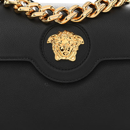 Versace Grained Calfskin La Medusa Top Handle Bag Black 7 of 10