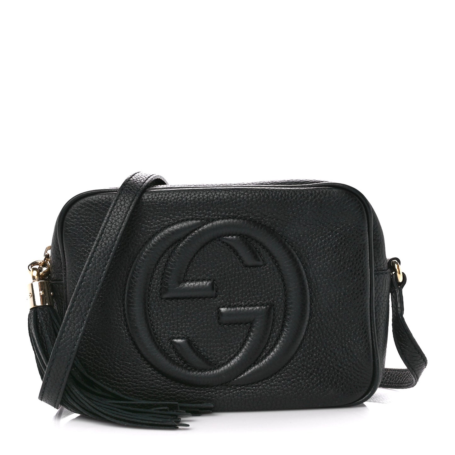 Pebbled Calfskin Small Soho Disco Bag Black