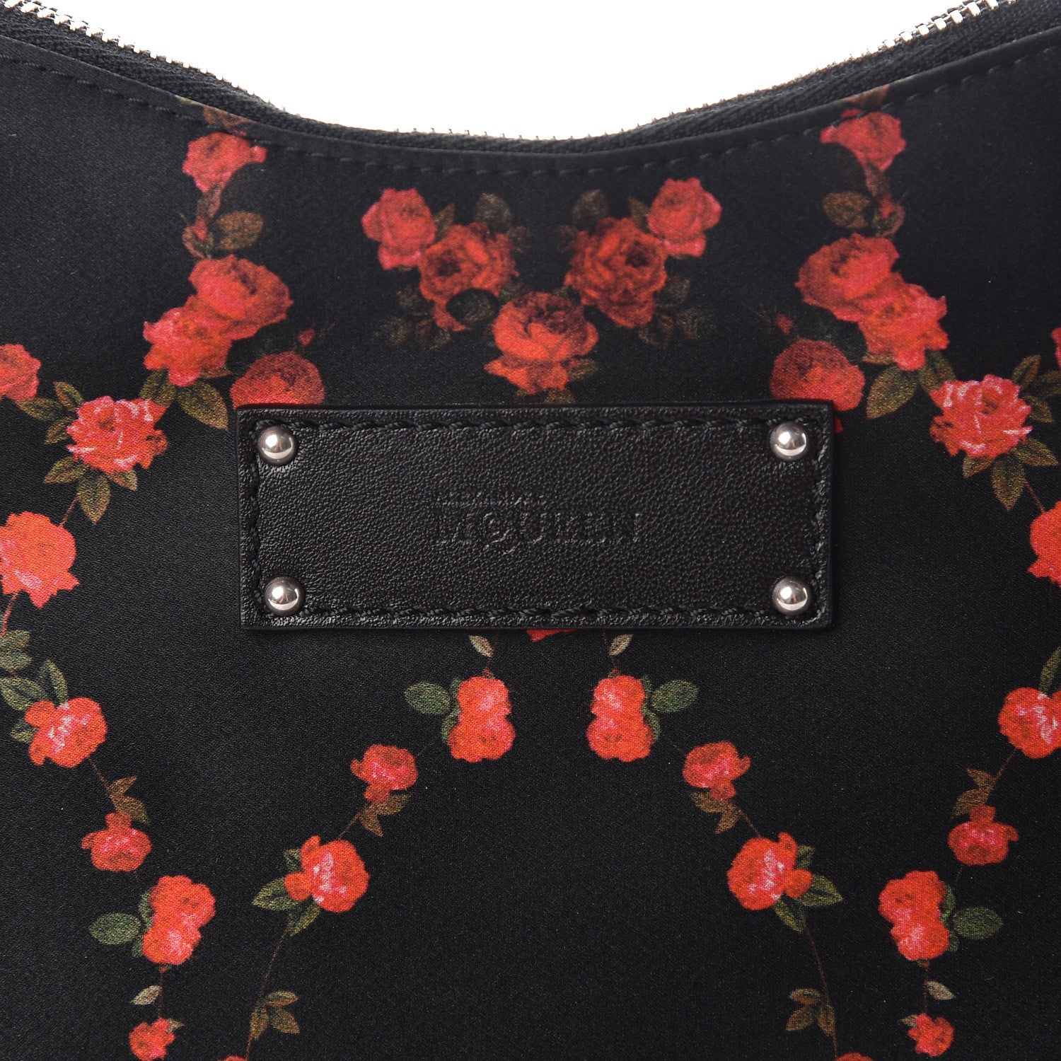 Alexander McQueen Silk Printed Roses De Manta Clutch Black Red 8 of 10