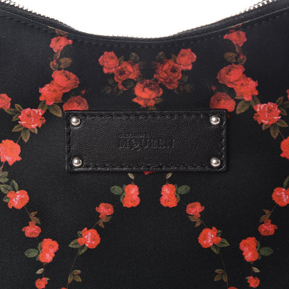 Alexander McQueen Silk Printed Roses De Manta Clutch Black Red 8 of 10