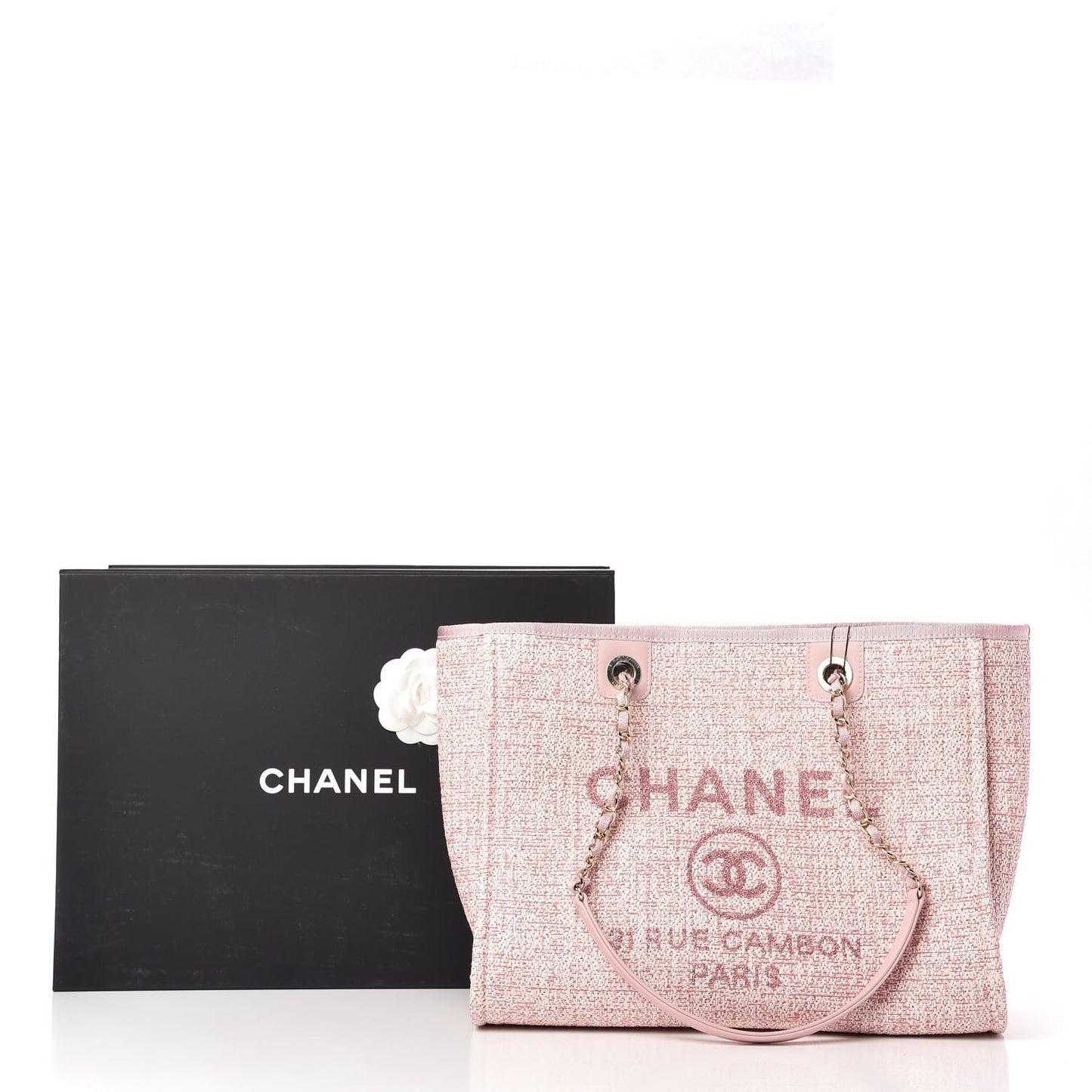 Lurex Boucle Small Deauville Tote Pink