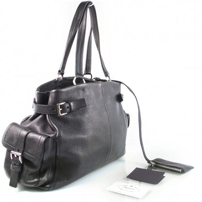 Prada Large Leather Tote Black 3 of 12