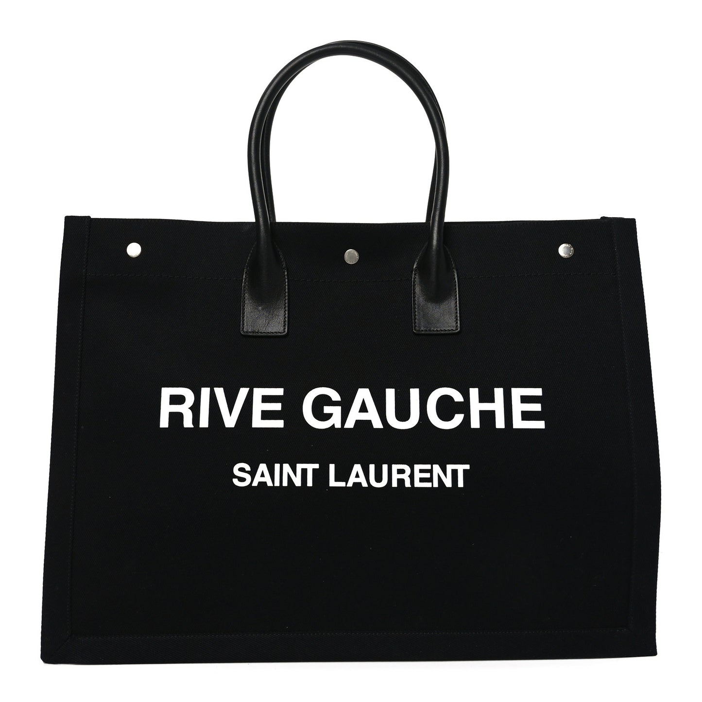 Linen Calfskin Rive Gauche Tote Black