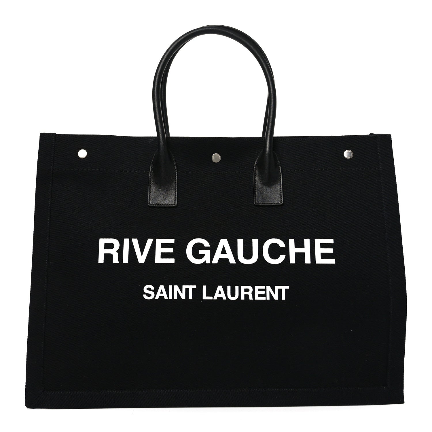 Saint Laurent Linen Calfskin Rive Gauche Tote Black 1 of 9