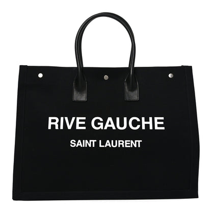 Saint Laurent Linen Calfskin Rive Gauche Tote Black 1 of 9
