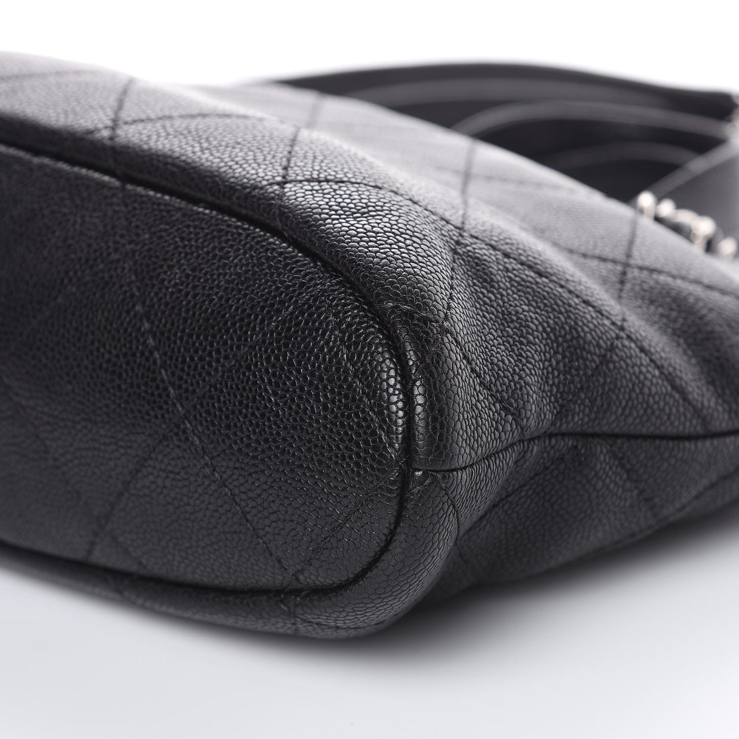 Caviar Quilted CC Shopping Tote Black