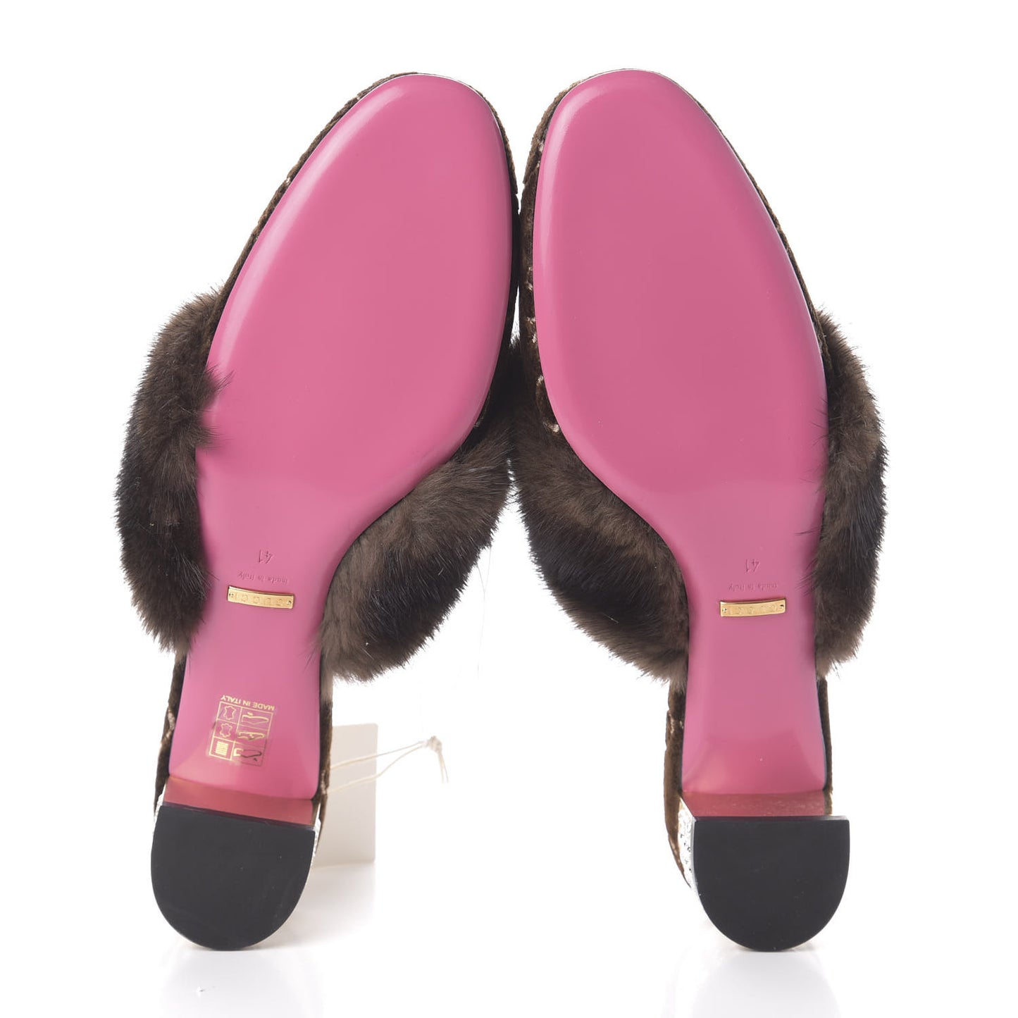 Mink Velvet GG Monogram Candy Mules 41 Scan Brown Brown