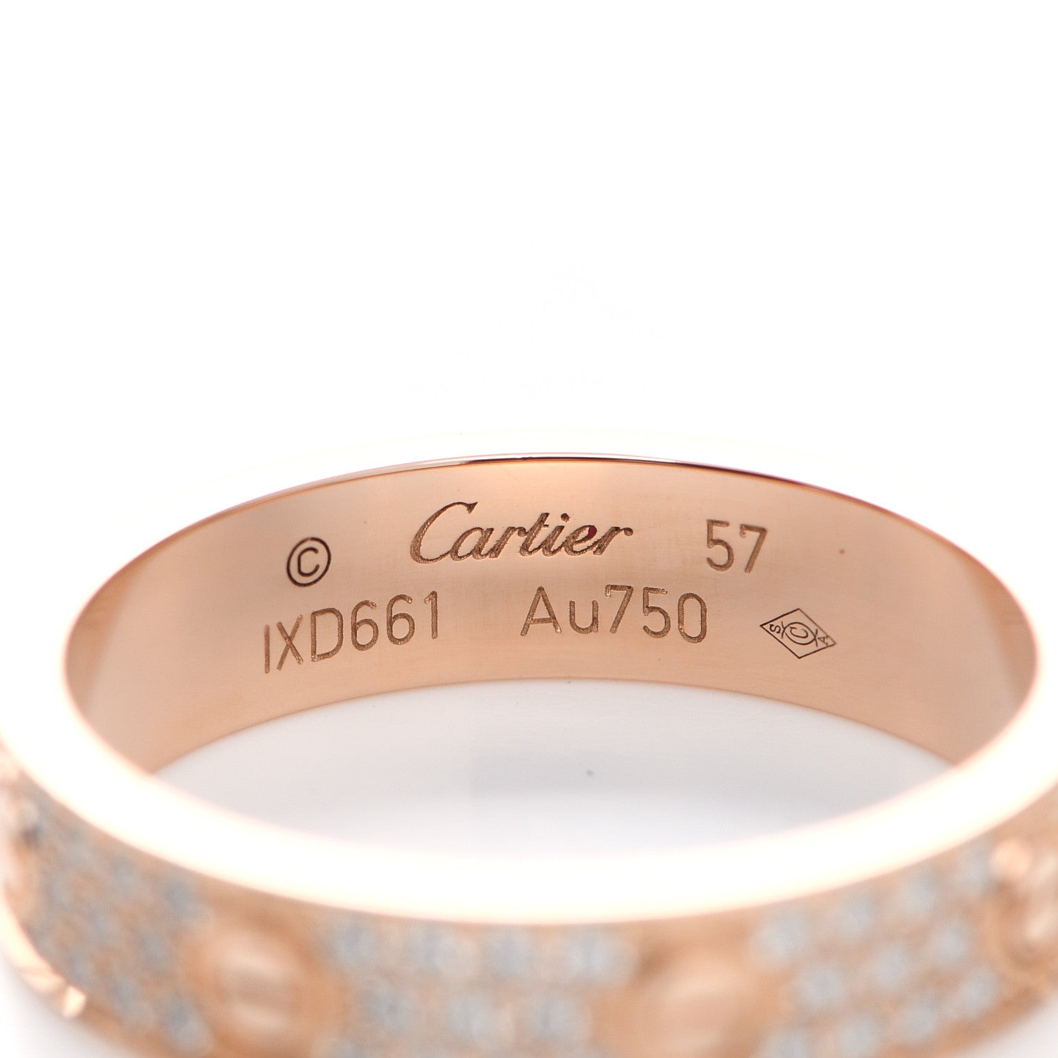 Cartier 18K Pink Gold Diamond 5mm LOVE Wedding Paved Band Ring 57 8 4 of 5