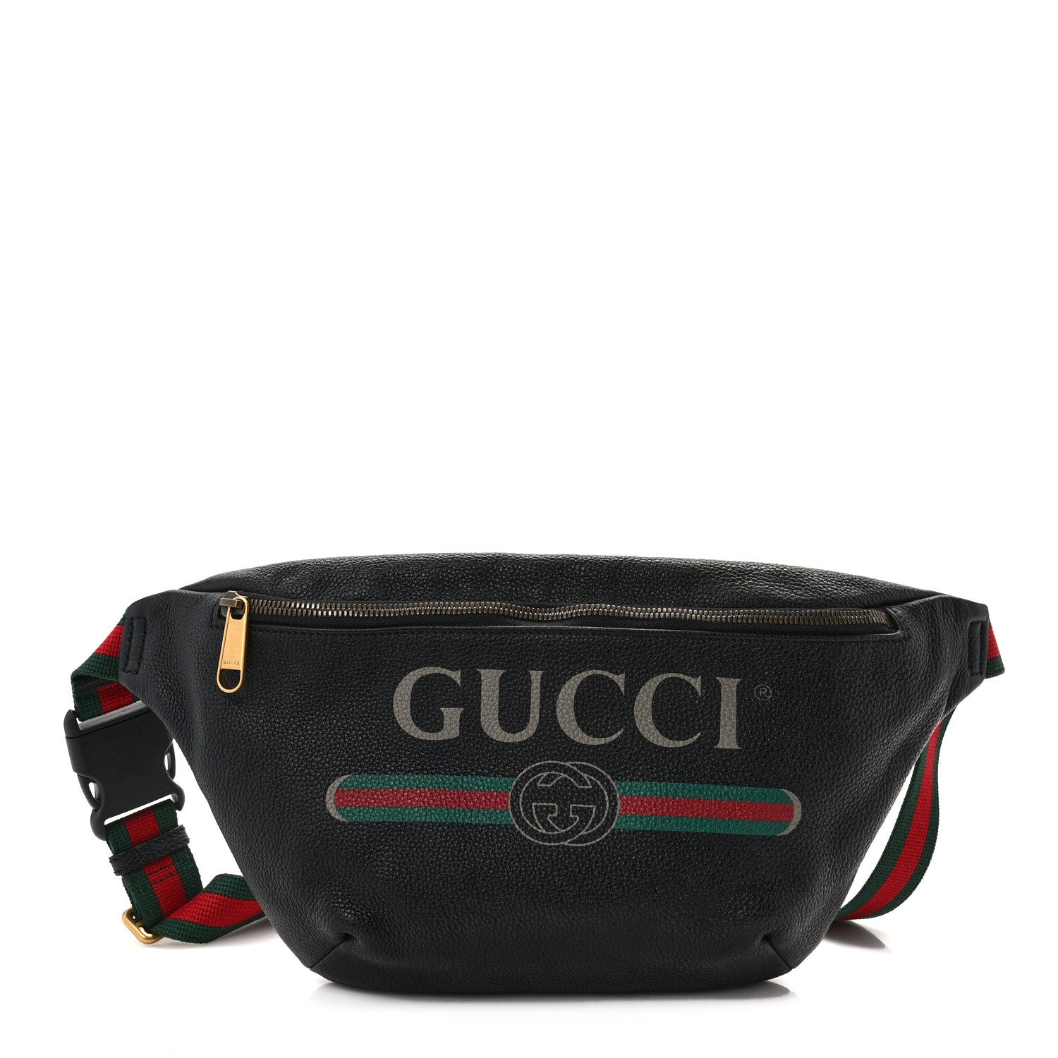 Gucci Grained Calfskin Logo Belt Bag Black 1 of 12