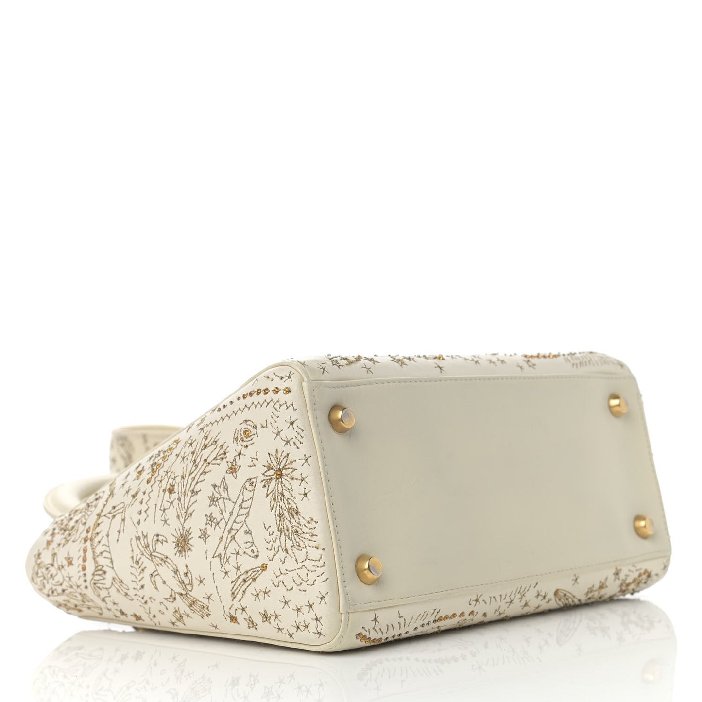 Embroidered Medium Lady Dior White Multicolor