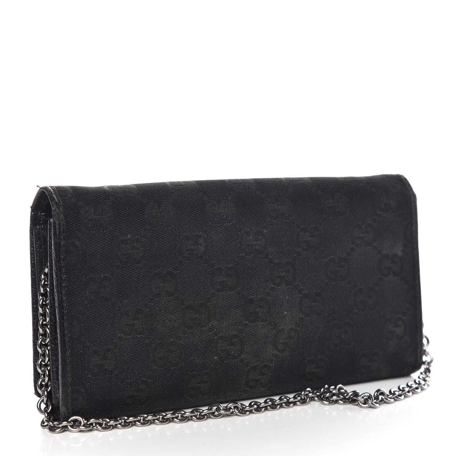 Gucci Monogram Metal Bar Chain Wallet Black 3 of 19