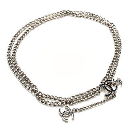 Chanel Enamel CC Chain Logo Belt Silver Black 1 of 3