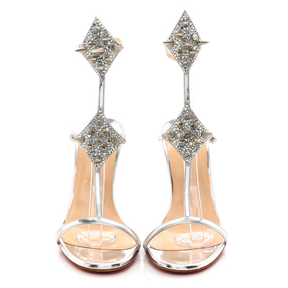 Christian Louboutin Specchi Lady Max Spike T-Strap 100 Sandals 39 Argento 2 of 10