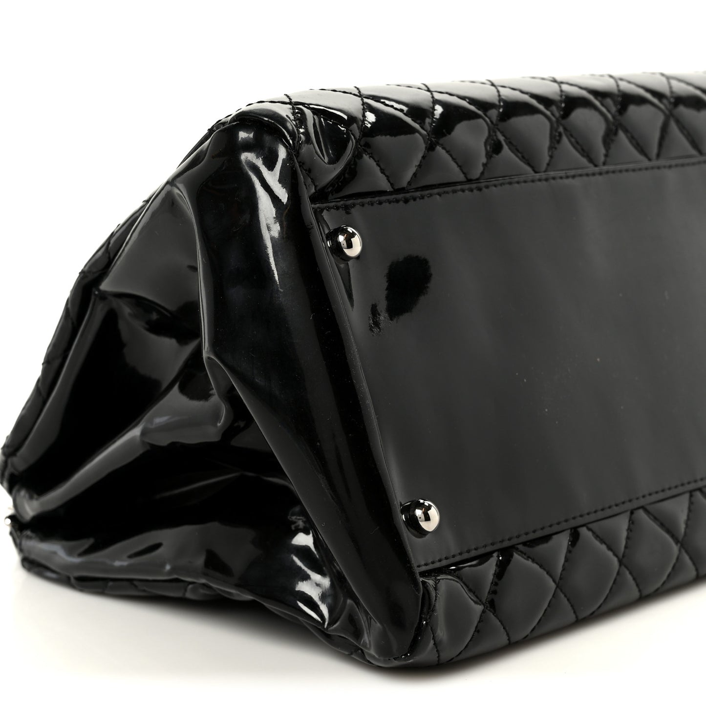 Patent Quilted Large Just Mademoiselle Bowling Bag Black