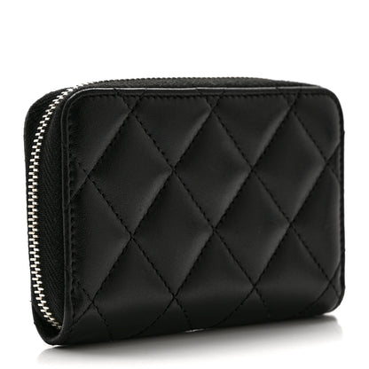 Chanel Lambskin Quilted Zip Coin Purse Black 3 of 8