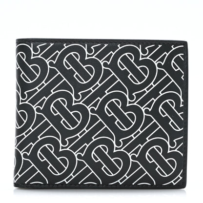 Burberry Calfskin Embossed Monogram Bi-Fold Wallet Black White 1 of 6