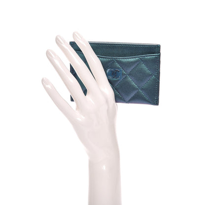 Chanel Metallic Lambskin Quilted Card Holder Turquoise 2 of 9