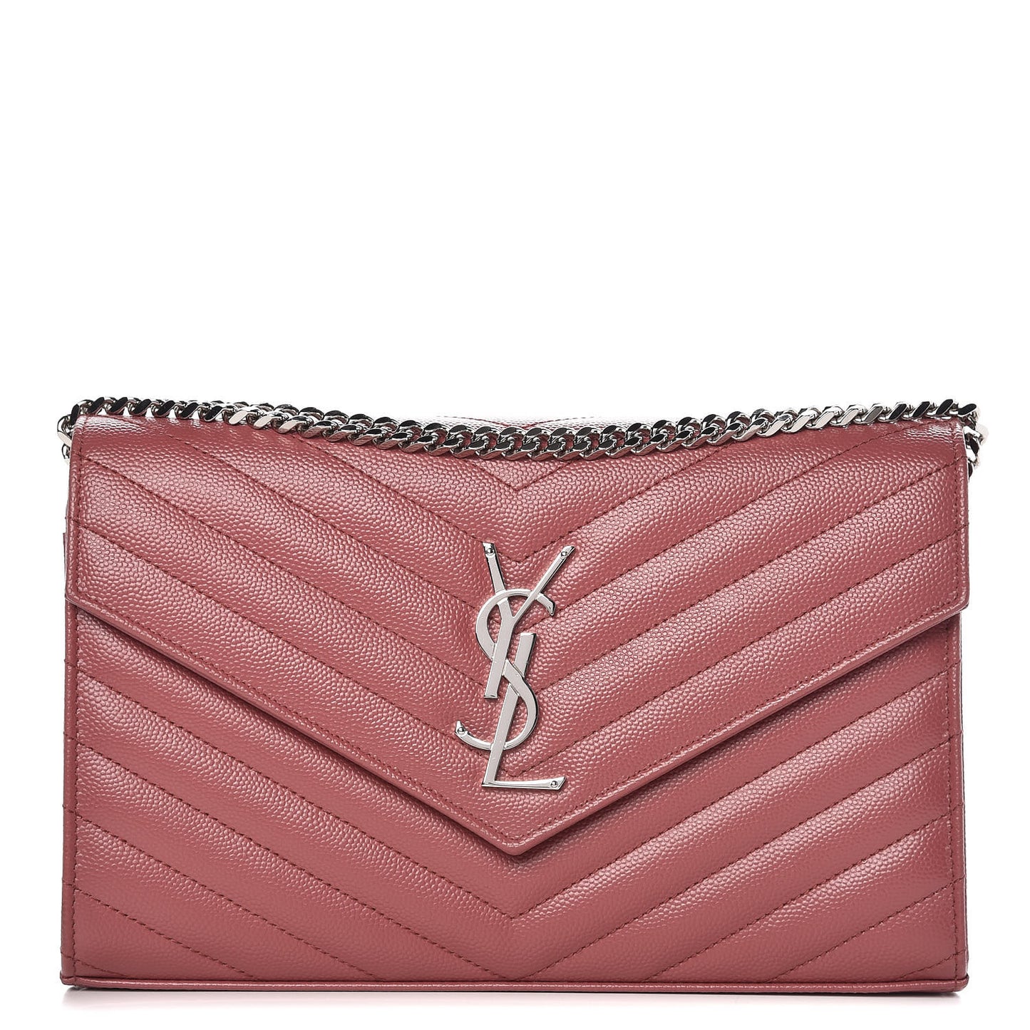 Grain De Poudre Matelasse Chevron Monogram Chain Wallet Mystic Rose