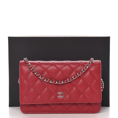 Chanel Caviar Quilted Wallet on Chain WOC Red 8 of 8