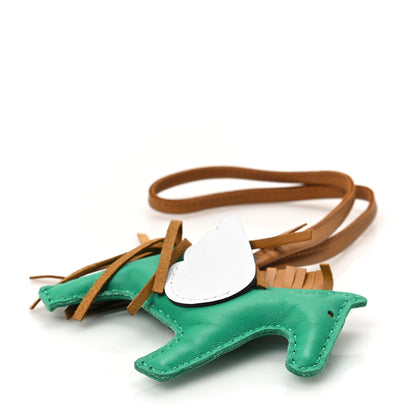 Hermes Milo Lambskin Grigri Rodeo Pegase Horse Bag Charm PM Menthe Sesame Bleu Brume 3 of 4