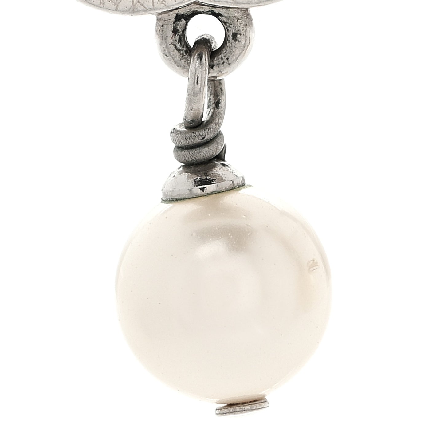 CC Pearl Drop Earrings Silver