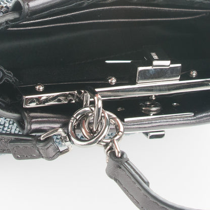 Fendi Laminated Goatskin Beaded Micro Peekaboo Iconic Satchel Canna di Fucile Black 5 of 7