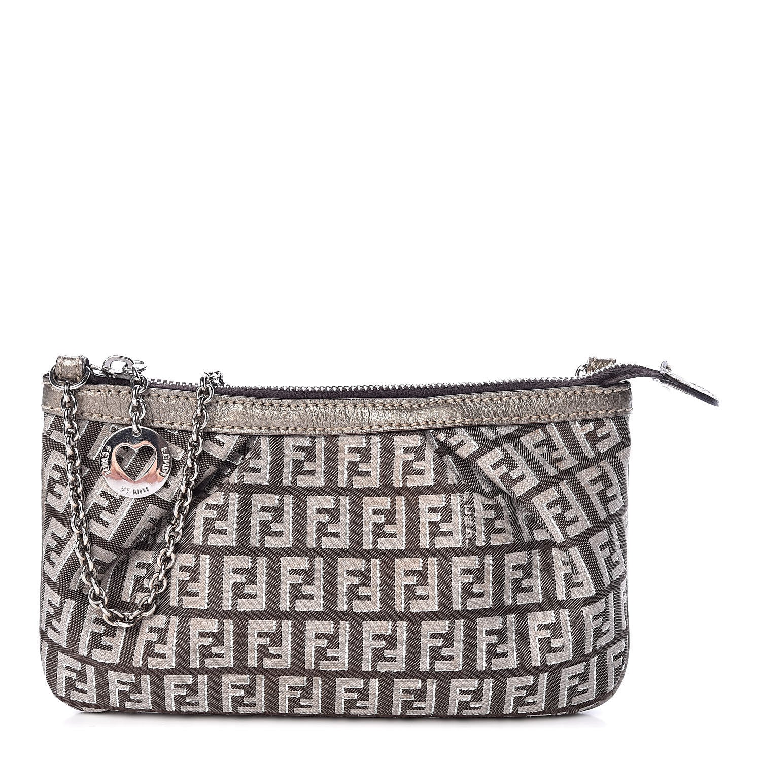 Fendi Zucchino Vachetta Pochette Caffe Argilla Canna di Fucile 1 of 11