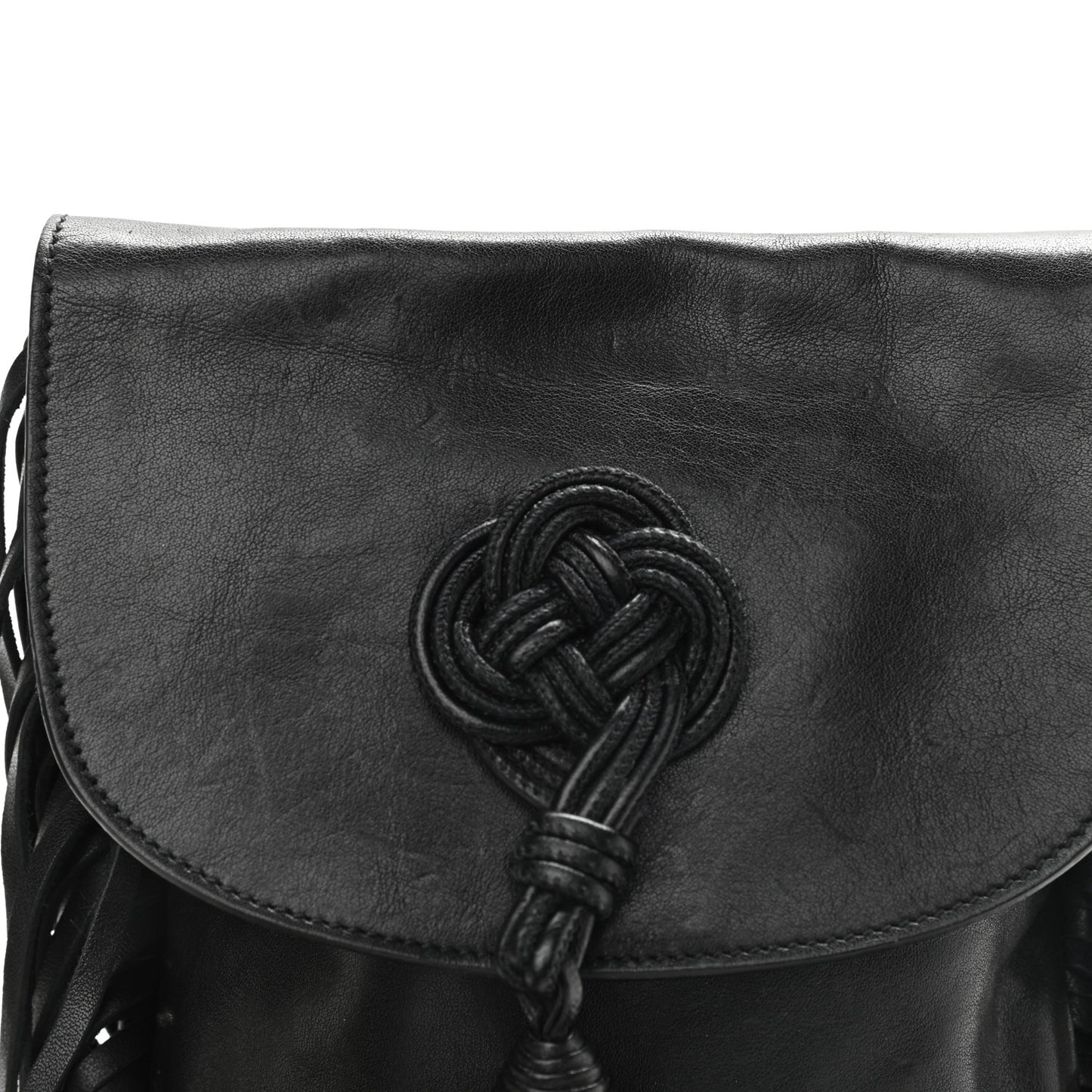 Lambskin Fringe Small Anita Crossbody Bag Black