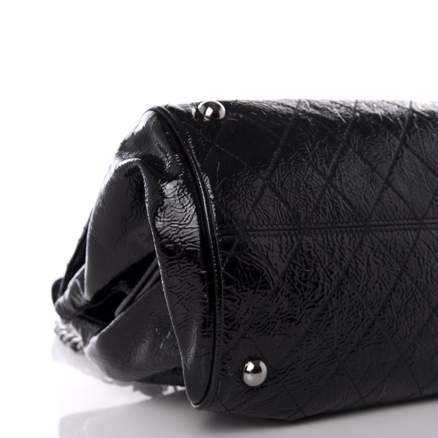Chanel Distressed Patent Quilted Ritz Flap Bag Black 7 of 9