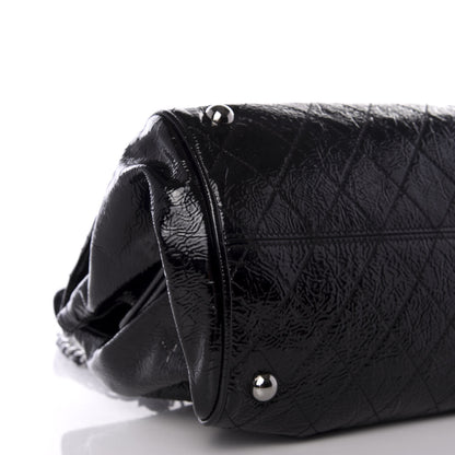 Chanel Distressed Patent Quilted Ritz Flap Bag Black 7 of 9
