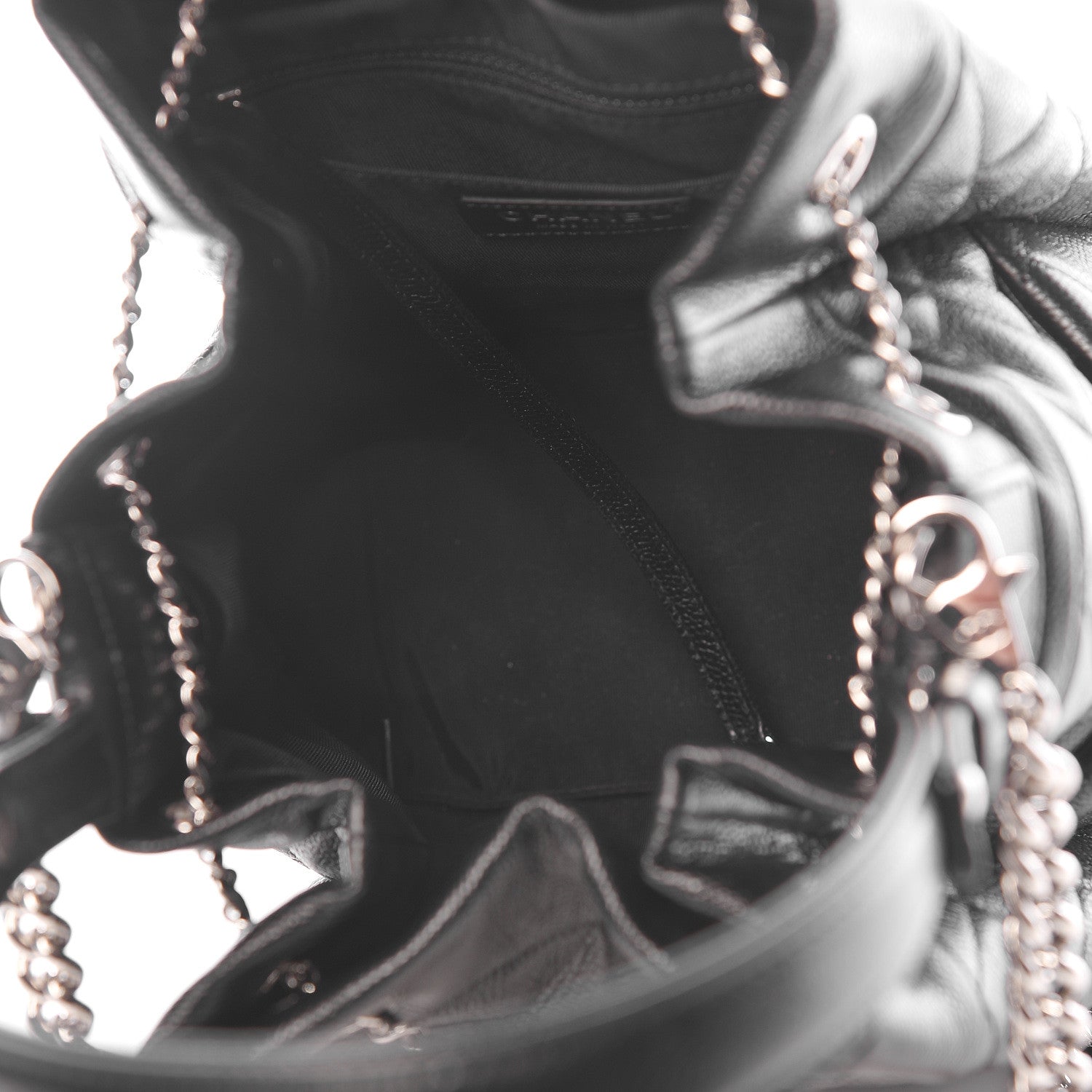Chanel Grained Calfskin Quilted Medium CC Chain Bucket Drawstring Bag Black 5 of 11
