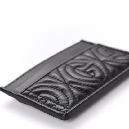 Gucci Calfskin G Rhombus Quilted Card Holder Black 6 of 9