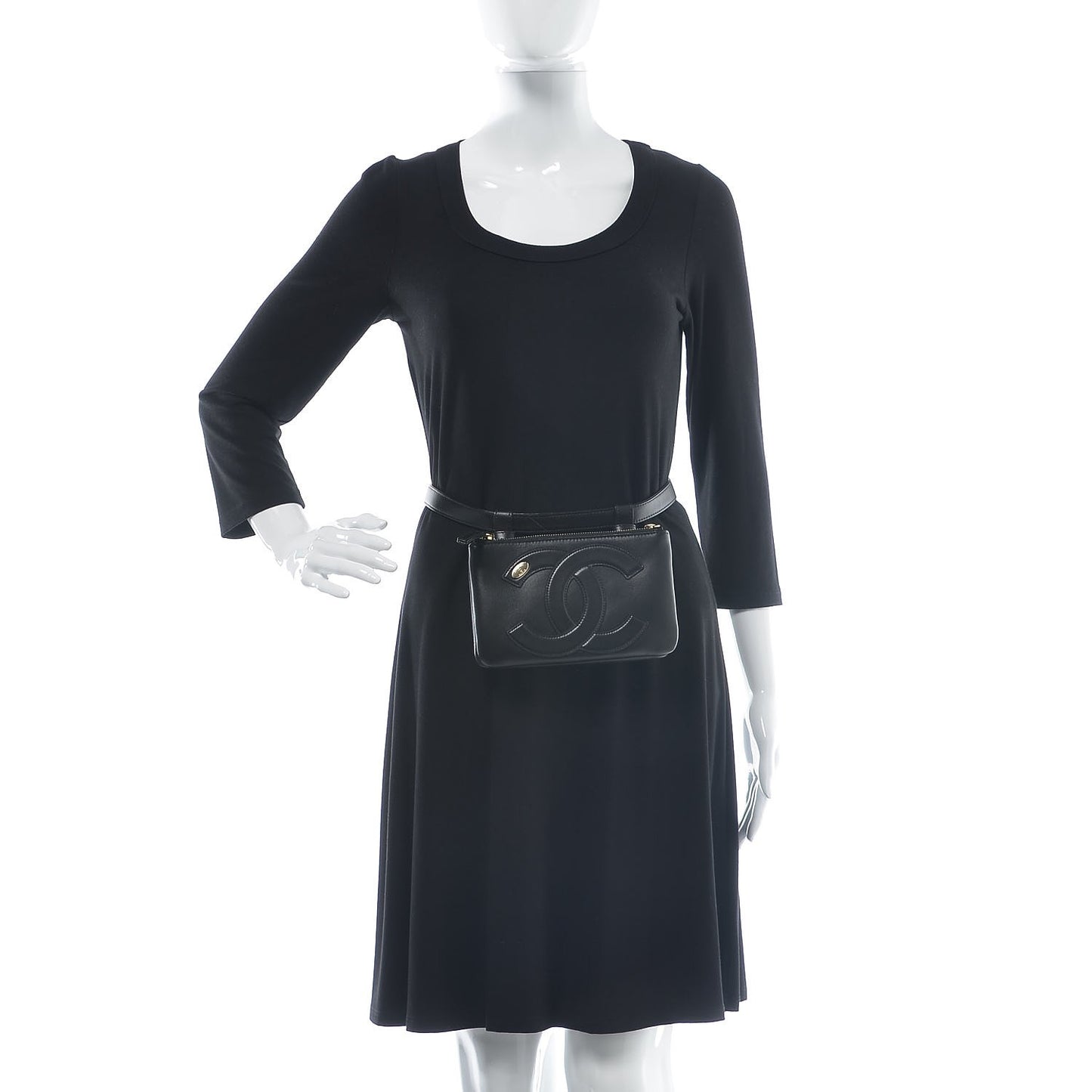 Lambskin CC Mania Waist Belt Bag Black